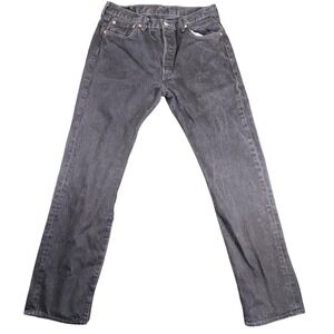 Levis 501 Jeans Mens 35x34 Charcoal Gray Denim Button Fly Straight Leg Classic
